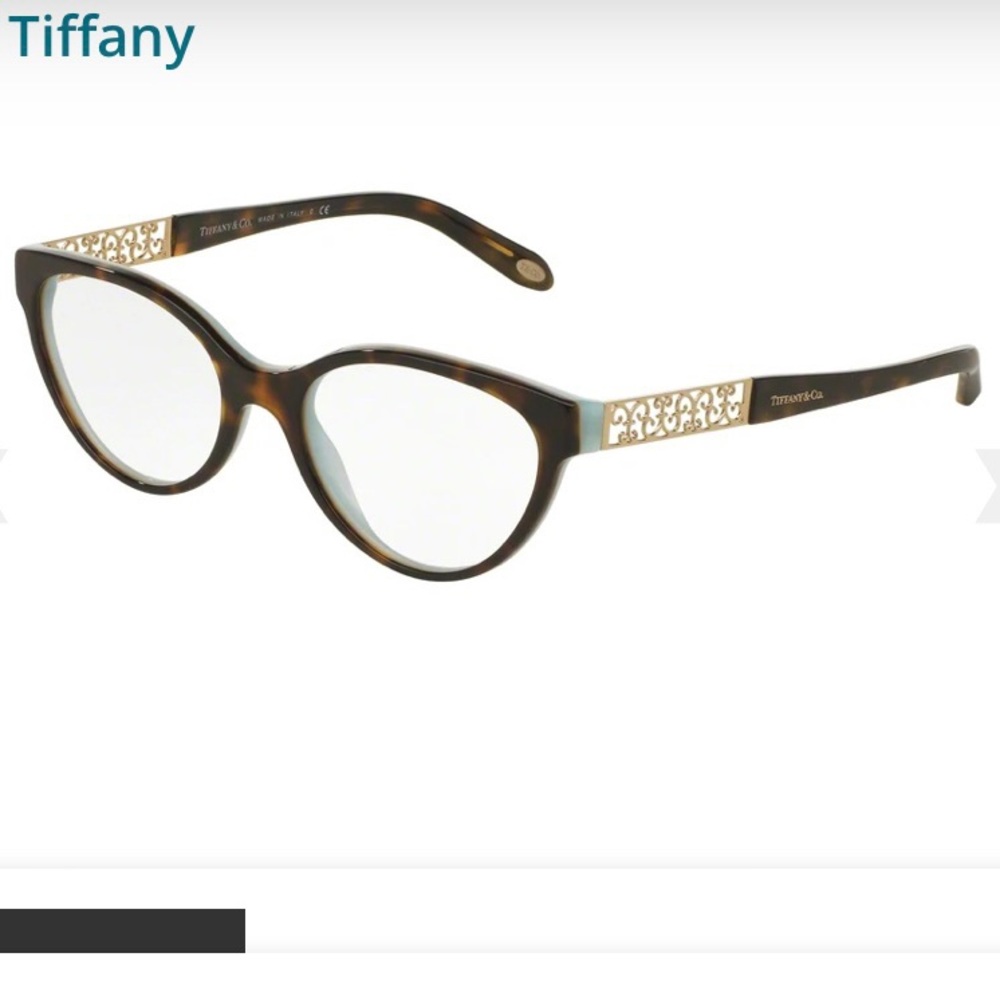 TIFFANY &Co. TF2129 Tortoiseshell and Gold Filigree Oval Eyeglasses